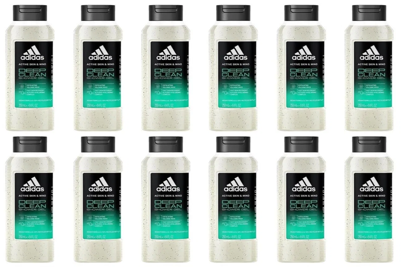 Гель для душа Active Skin & Mind Deep Clean, adidas, набор 12 шт., 250 мл