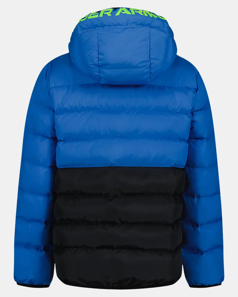 Детский пуховик водоотталкивающий UA Pronto Colorblock UnderArmour, Blue Atlantis/Hyper Green — фото 3