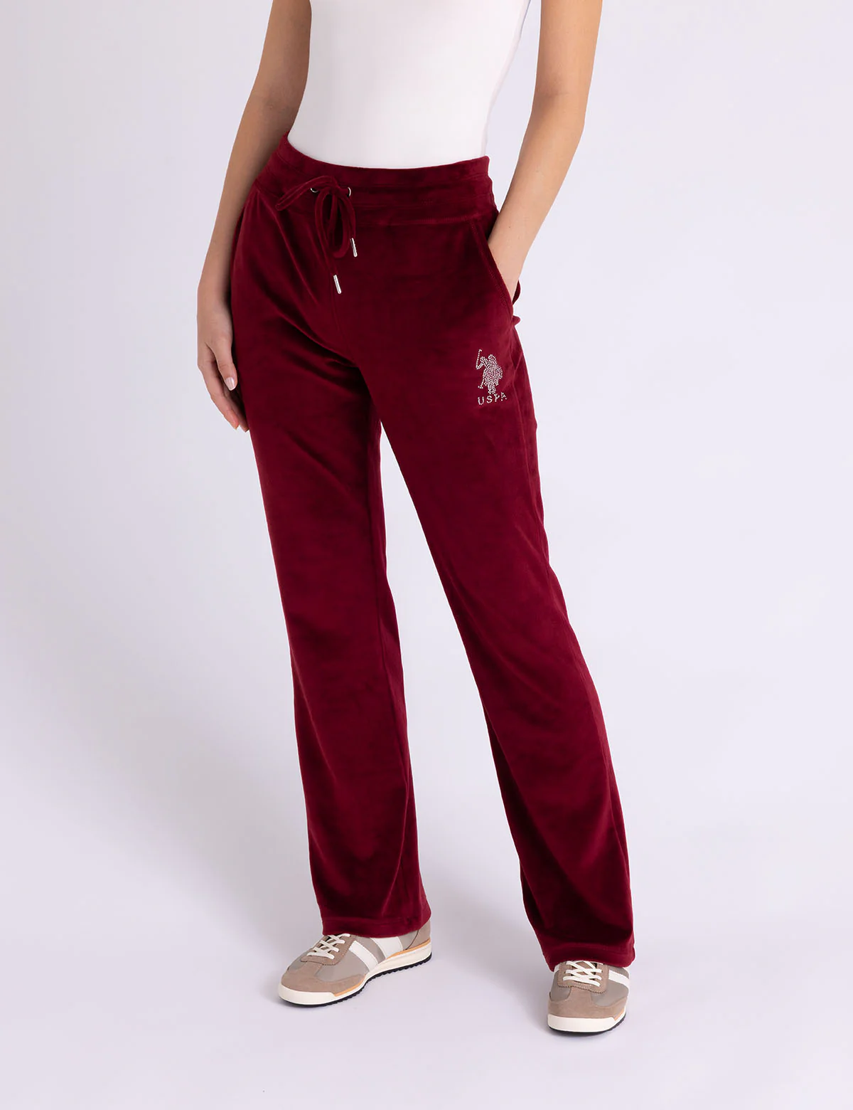 

Брюки U.S. Polo Assn Velour Rhinestone, темно-красный