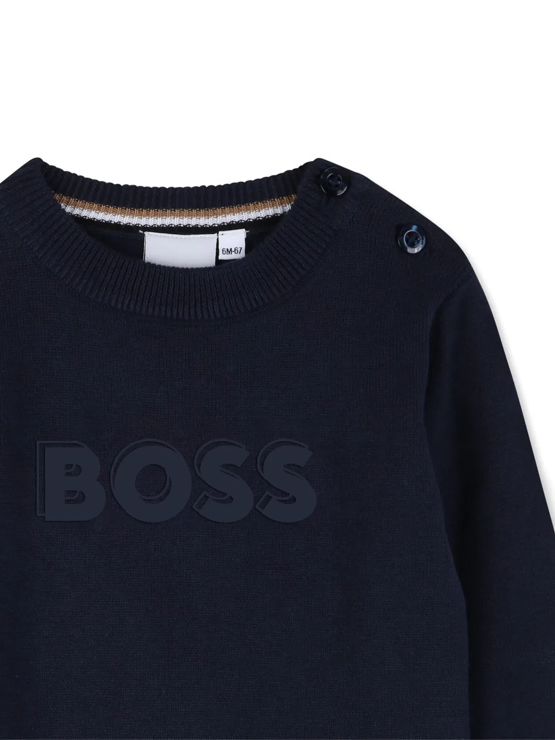 Свитшот с логотипом и круглым вырезом BOSS, темно-синий — фото 2