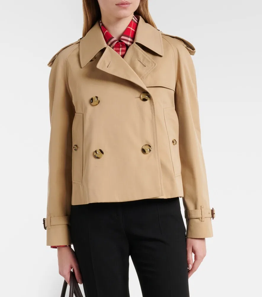 Укороченная куртка из хлопка Burberry, бежевый — фото 3