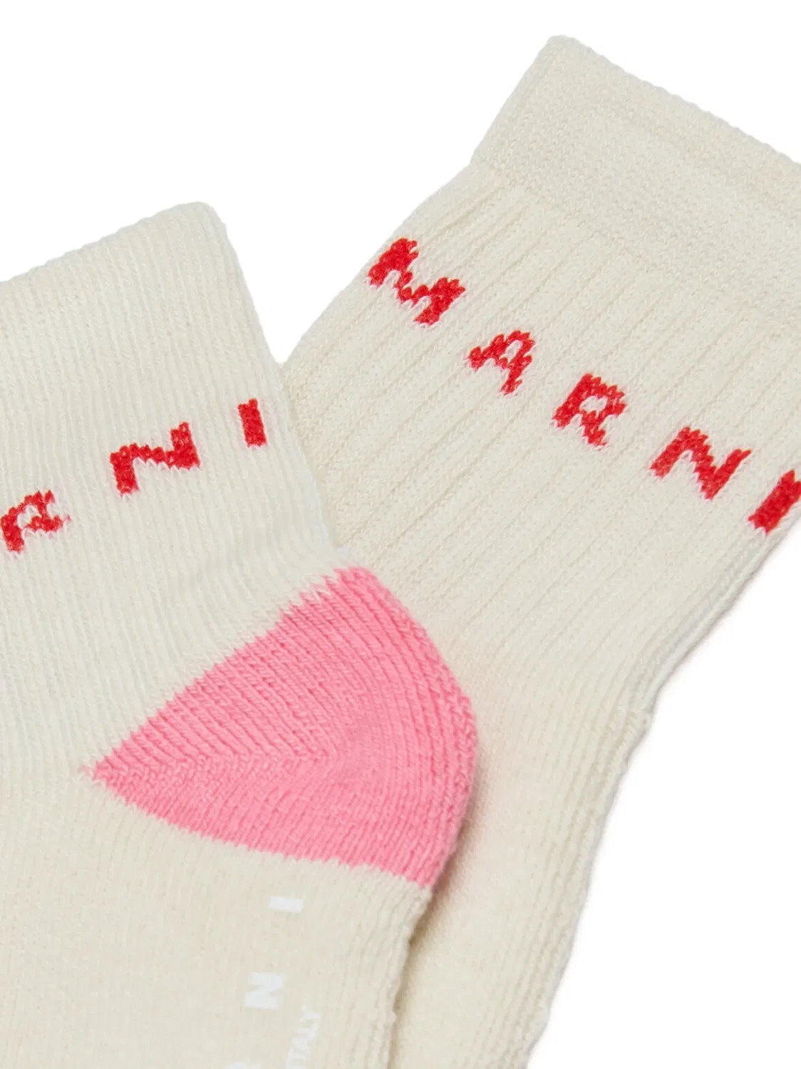 Носки в рубчик с логотипом Marni Kids, нейтральные цвета — фото 2