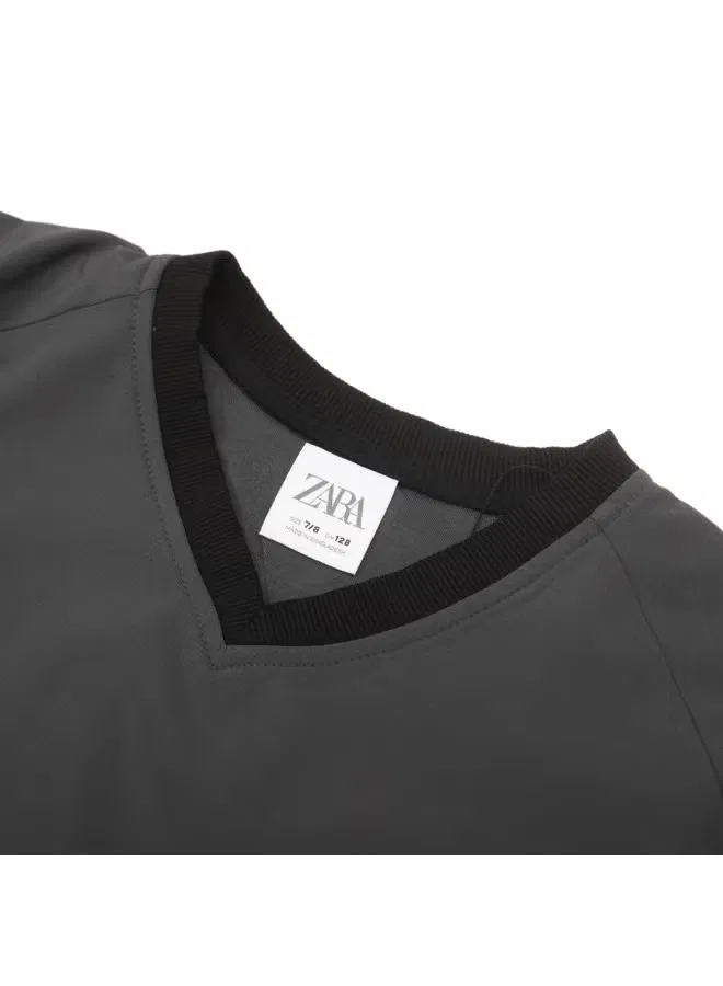 Худи детское спортивное с длинным рукавом с цветными блоками Zara, темно-серый — фото 4