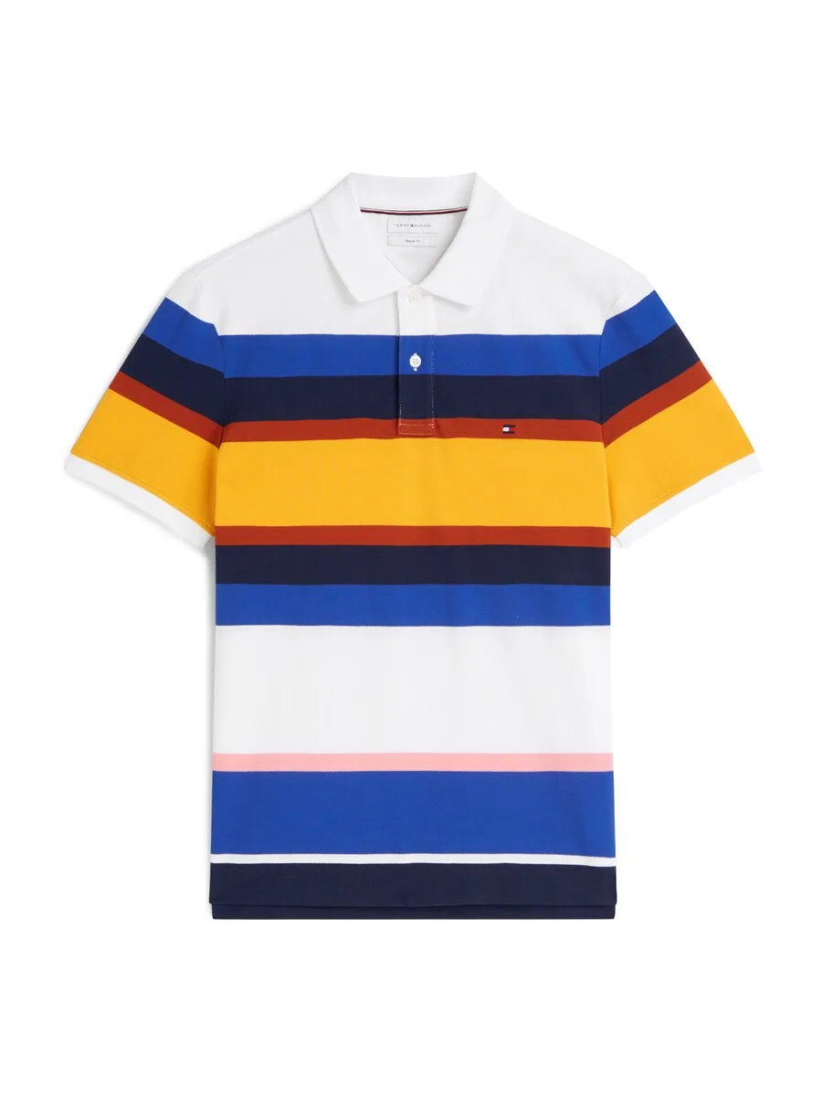 Рубашка TOMMY HILFIGER 'Regular Fit Stripe' сини темно-синего цвета