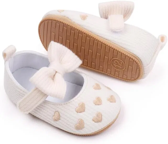 Детские туфли Мэри Джейн с сердцем для девочек Purepips, Beige — фото 3