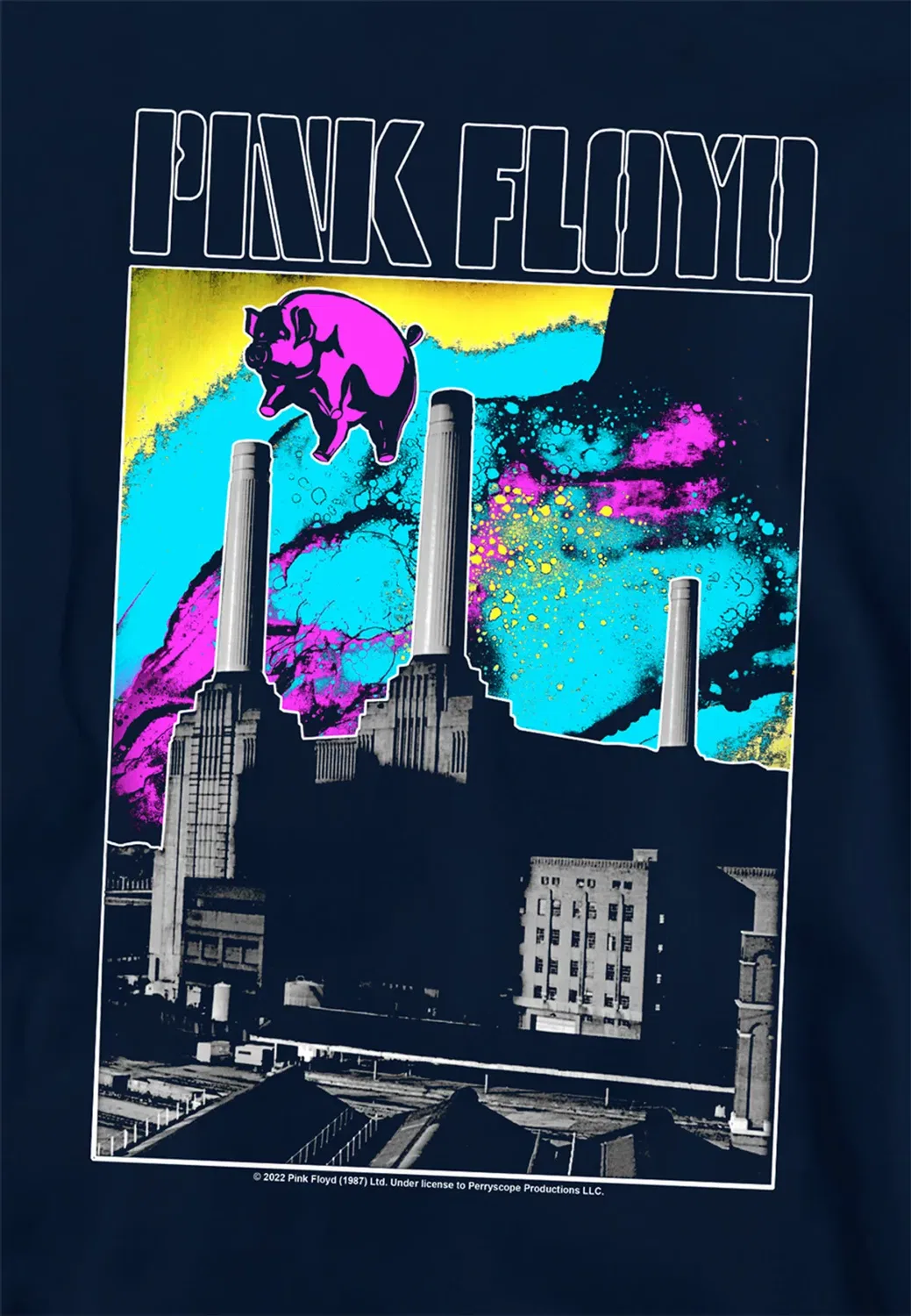 Детский худи с принтом Animals Sky Pink Floyd, Navy — фото 2