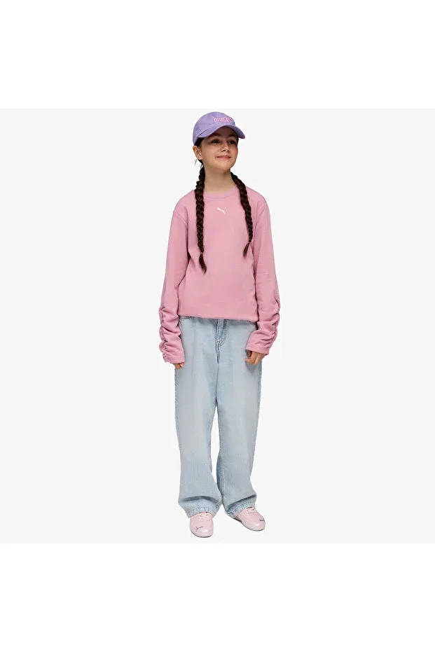 Детские свитшот для девочек без принта Bowtique Crew Puma, 65-Pembe