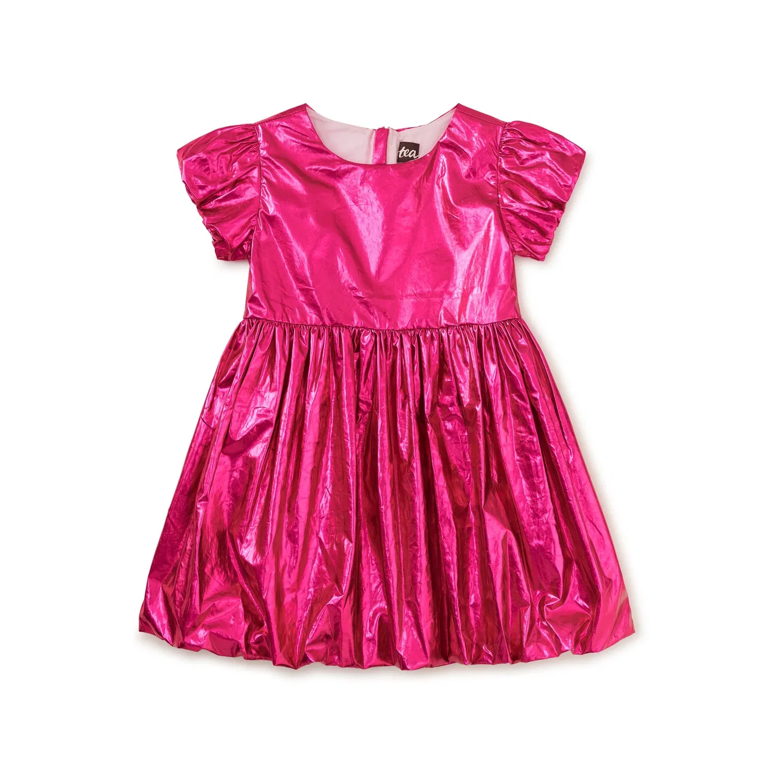 Детское платье для девочек с пышными рукавами Metallic Balloon Skirted Dress Tea Collection, Metallic Pink