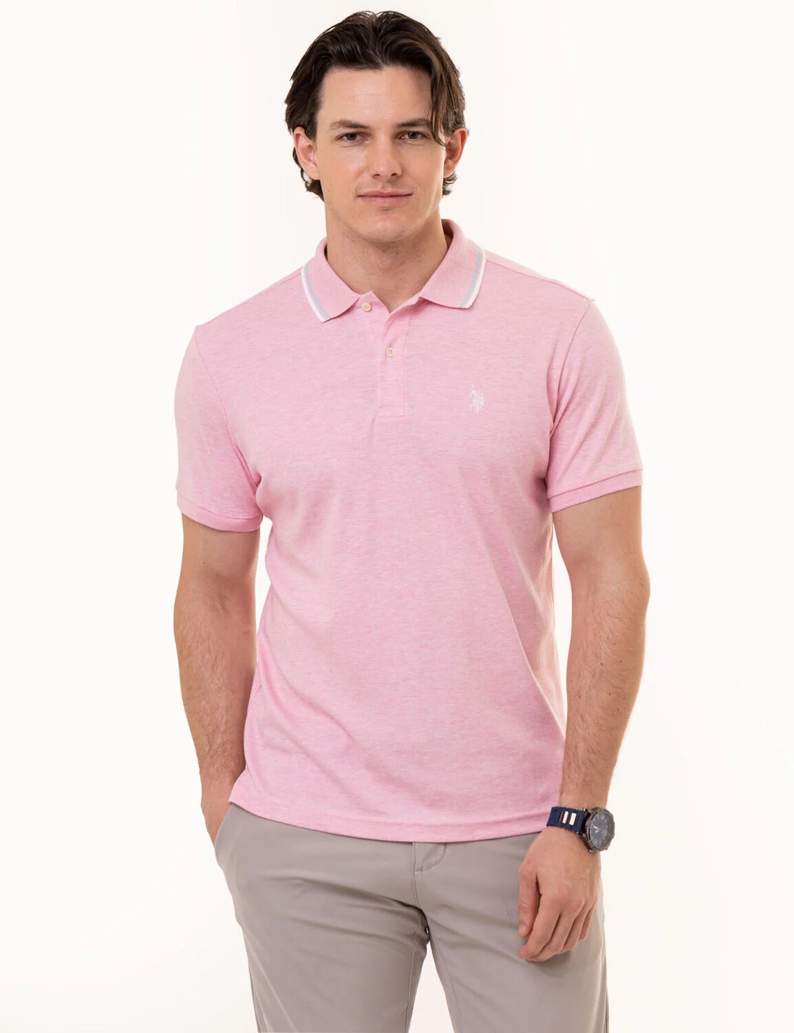 

Футболка поло U.S. Polo Assn. Slim Fit Solid Interlock, розовый