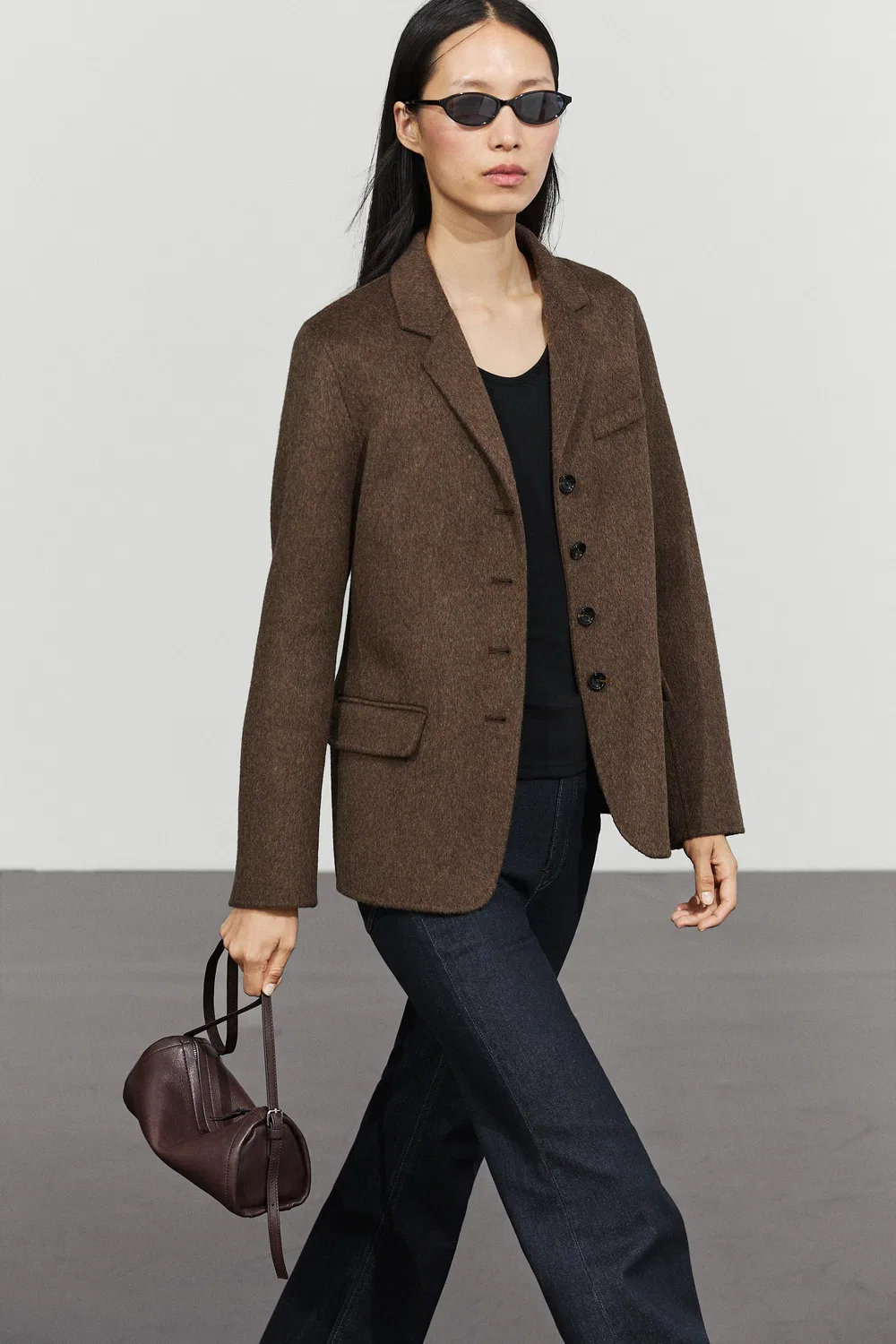 Блейзер Massimo Dutti, из смесовой шерсти, коричневый — фото 4