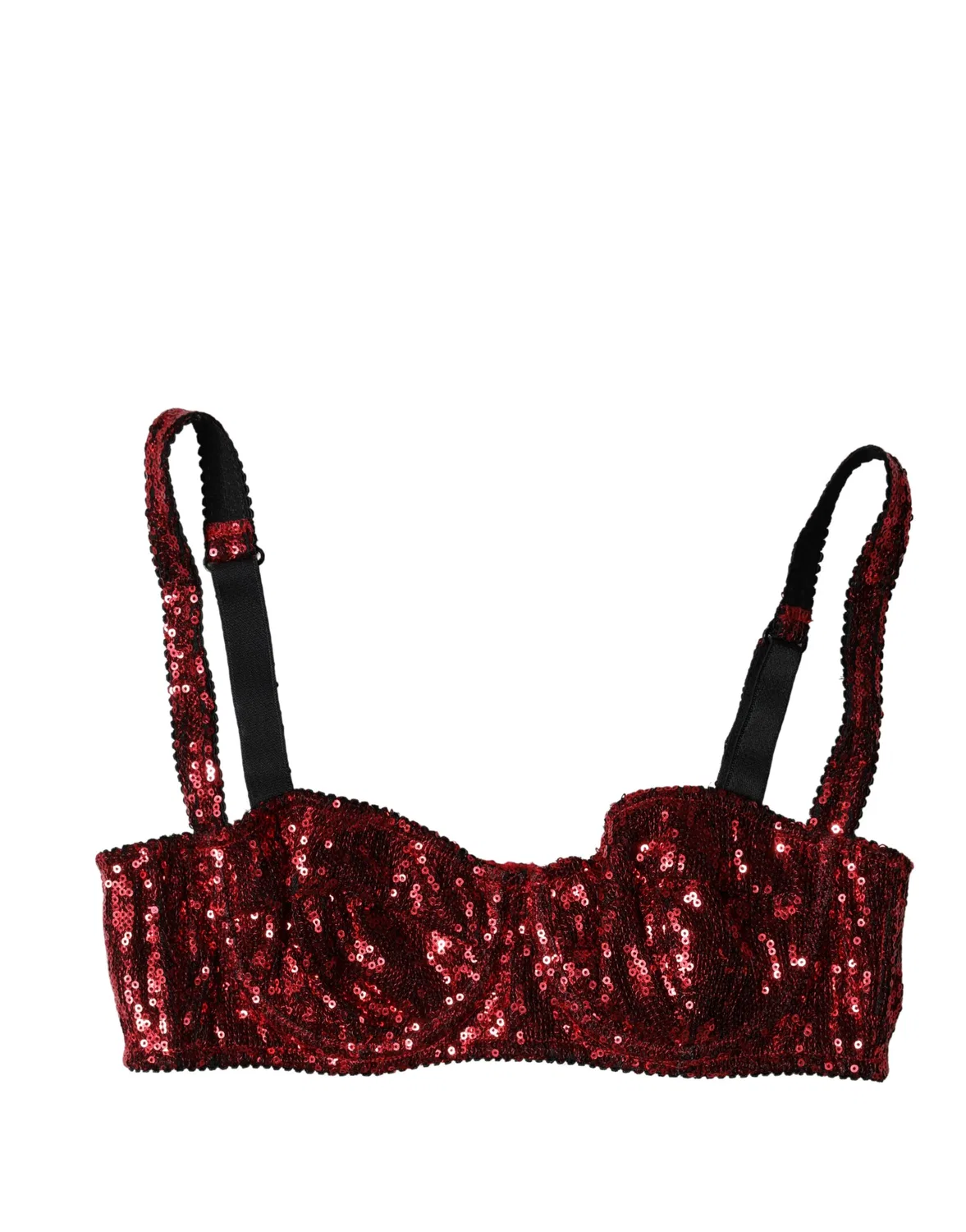 Женское бюстгальтер-балконет с блестками, размер B, модель Balconette Bra, Dolce & Gabbana, Red
