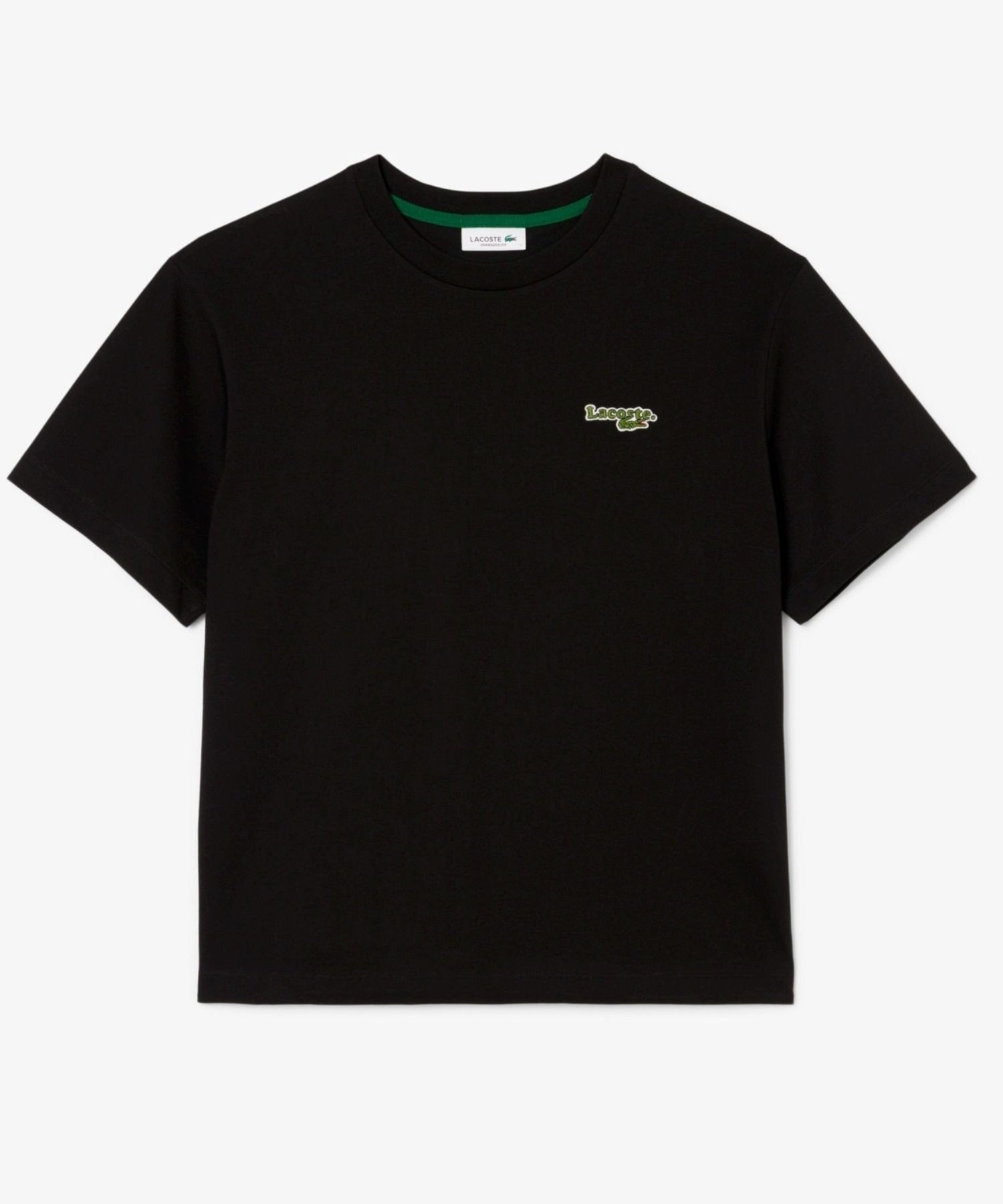 Футболка LACOSTE оверсайз с логотипом и именем, Черная — фото 2