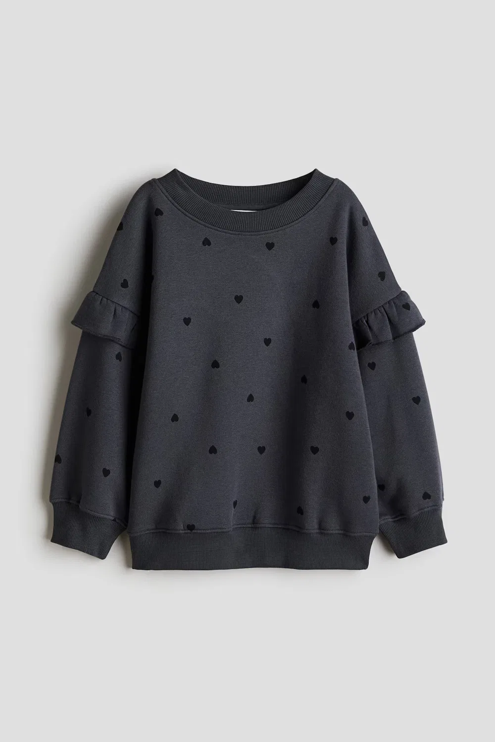 Толстовка с оборками H&M, Dunkelgrau/Herzen