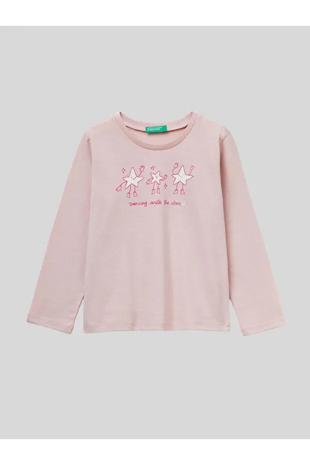 Детские свитшот с принтом для девочек Benetton, Pink