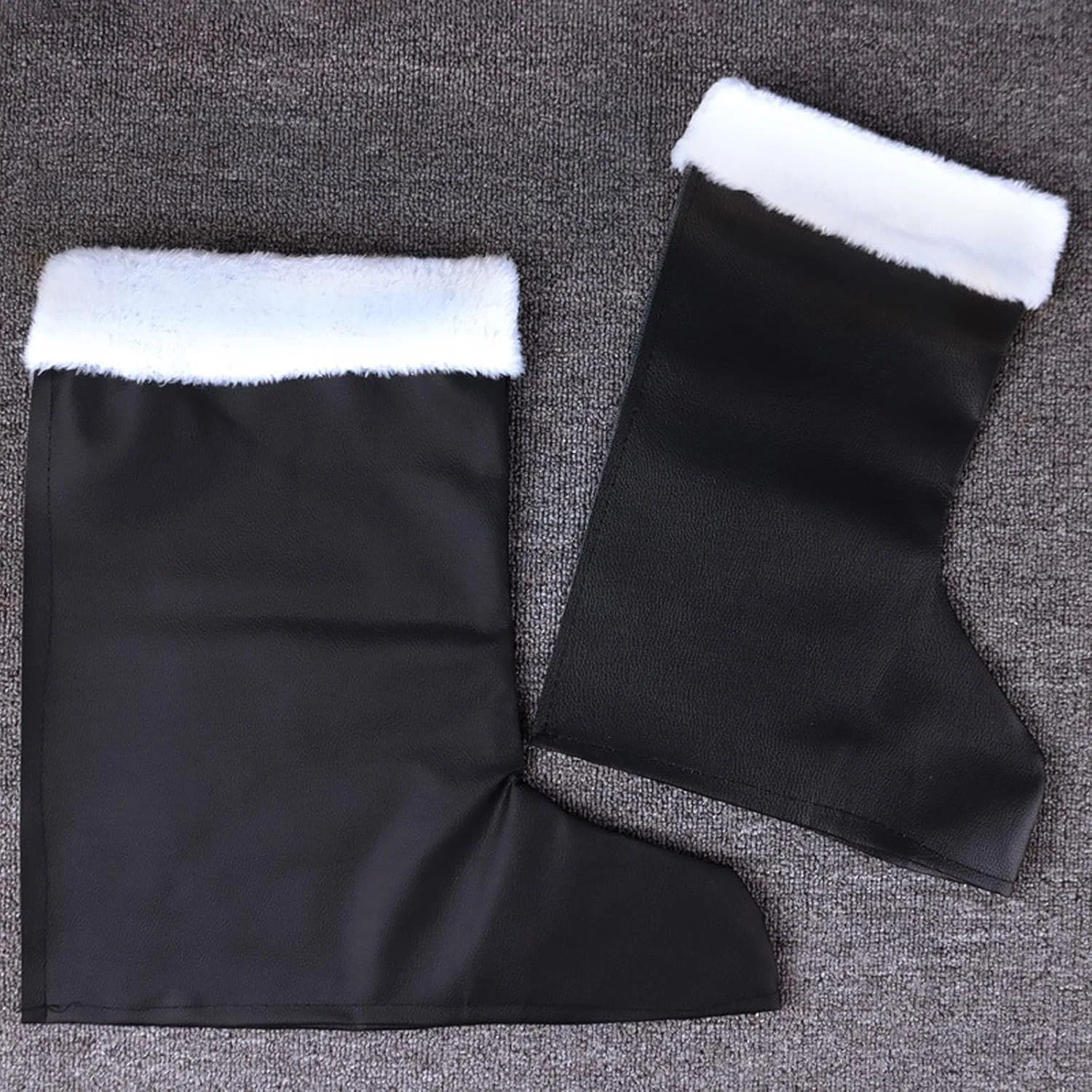 Детские сапоги с широким голенищем с белыми манжетами из плюша Santa Claus Black, Black — фото 3