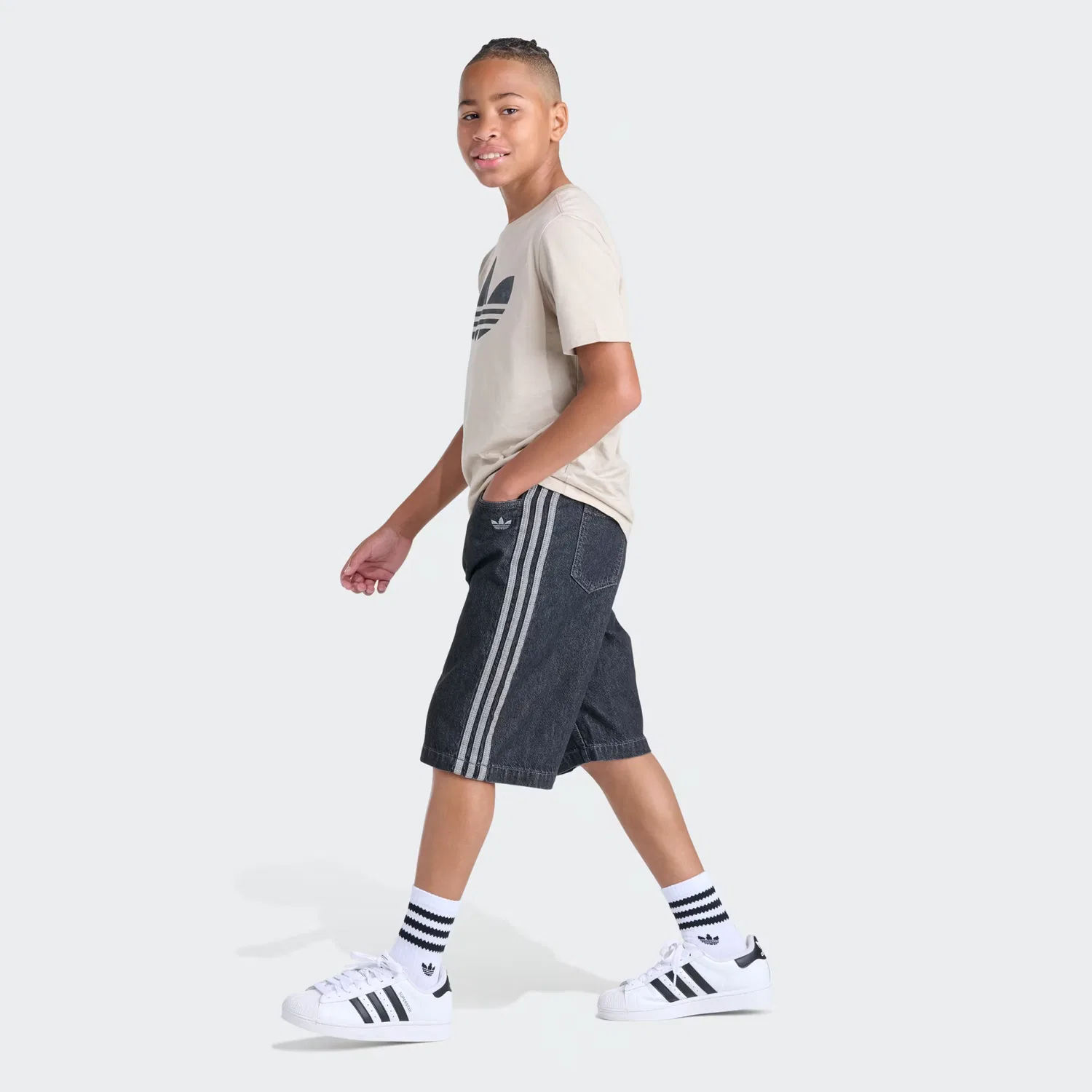 Детские джинсовые шорты свободного кроя Denim Jort Adidas Originals, черный — фото 3