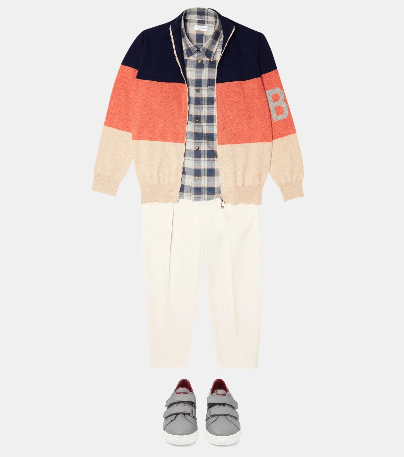 Свитер из кашемира на молнии Brunello Cucinelli Kids, мультиколор — фото 2