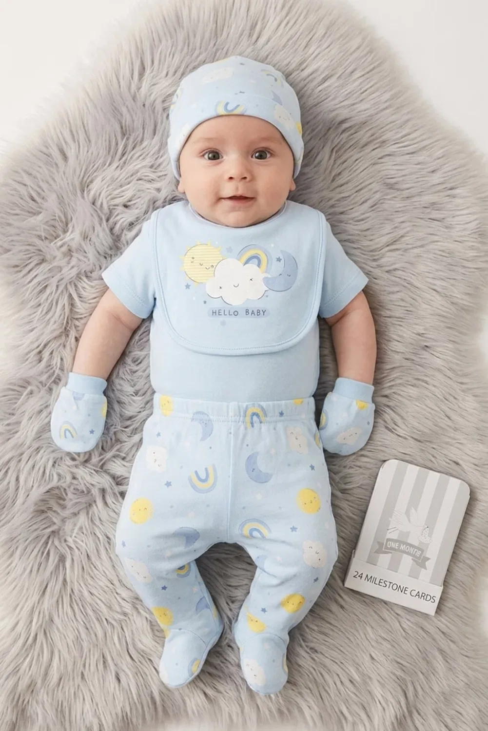 Боди-комбинезон с принтом, комплект из 6 предметов, Rock-A-Bye Baby Boutique, разноцветный