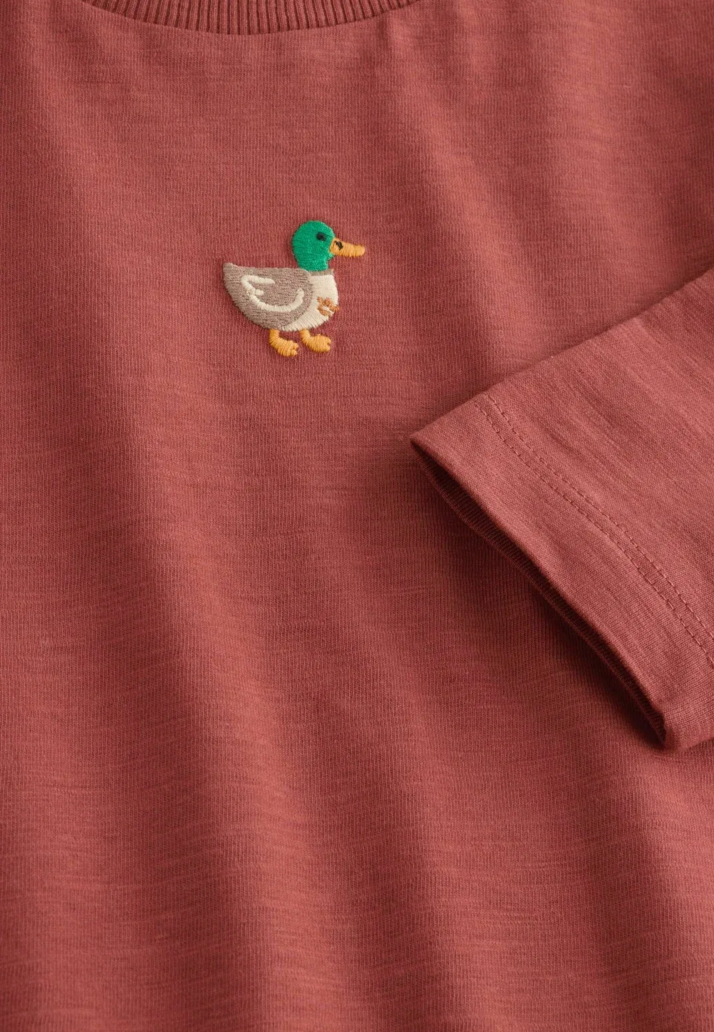 Футболка с длинными рукавами и вышивкой, стандартного кроя Next, Berry Red Duck — фото 2