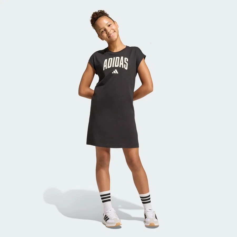 Платье из футера с принтом Seasonals Collegiate Typography adidas, Черно-белый