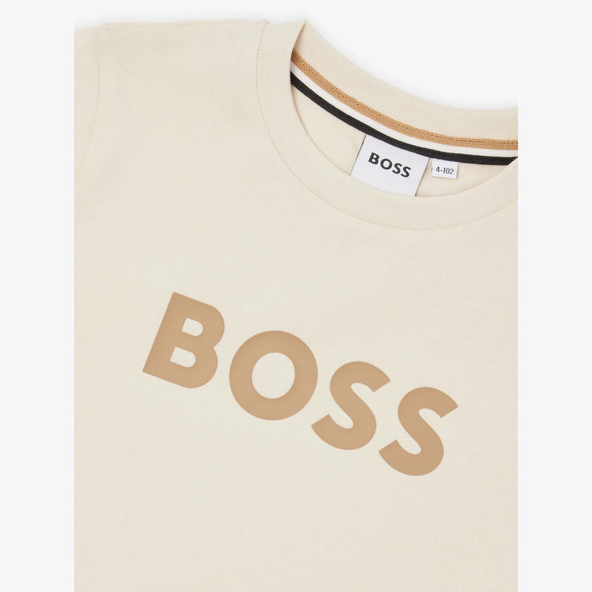 Хлопковая футболка с коротким рукавом и логотипом, размер 4-16 лет Boss, песочный — фото 2