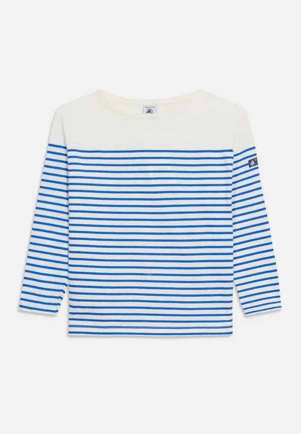 Футболка с длинным рукавом полосатая Mariniere Petit Bateau, белый, светло-голубой — фото 2