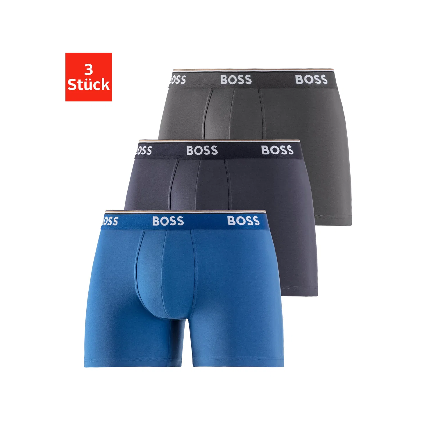 Мужские боксеры 3 шт. BOSS, Blue/Navy/Anthracite
