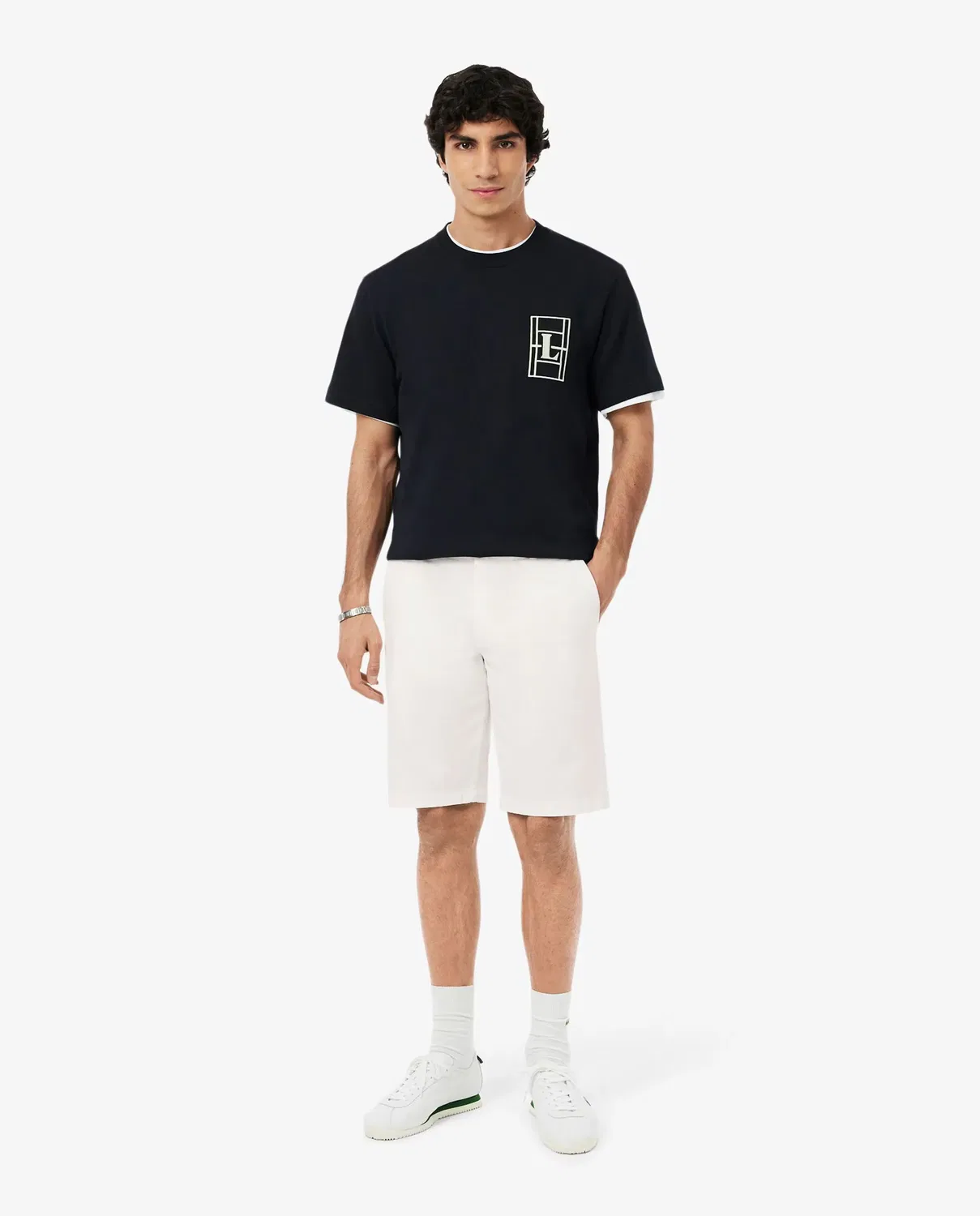 Мужские шорты чинос из эластичной саржи Lacoste, Blanco