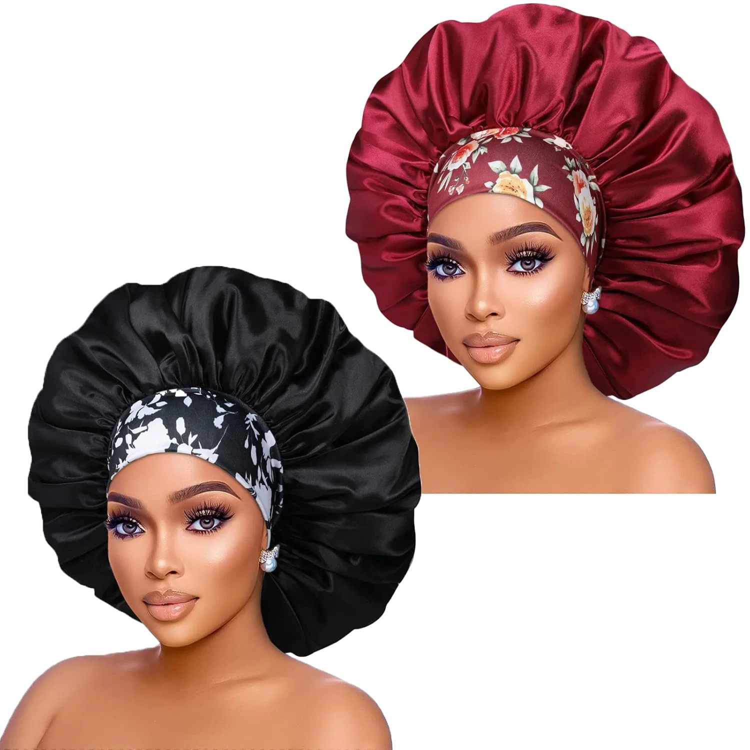 Шапочка для сна Isshin Beauty, 2 шт, диаметр 17 дюймов, Black/Red