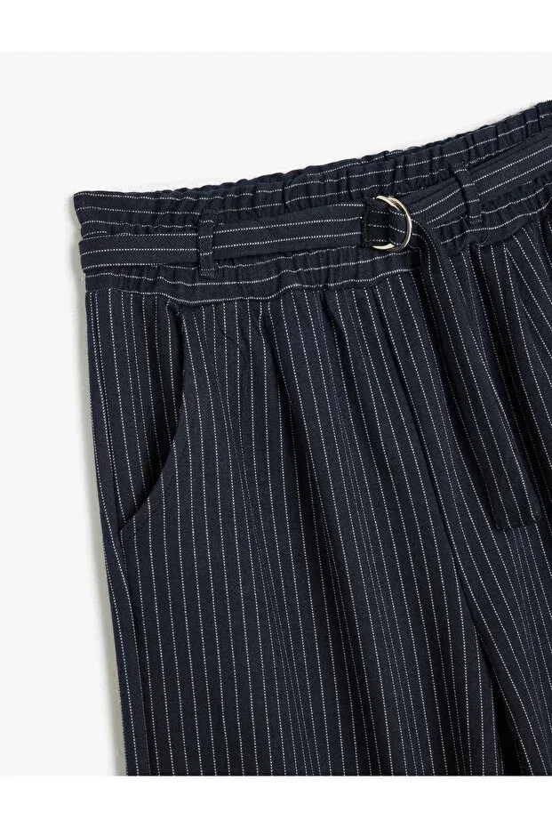 Детские брюки для девочек широкие с эластичным поясом Koton, Navy Blue Striped — фото 3