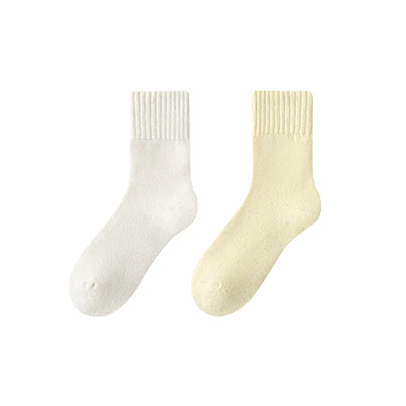 Детские носки с длинным голенищем, комплект из 2 пар, Raw White+Beige Yellow, MIIOW