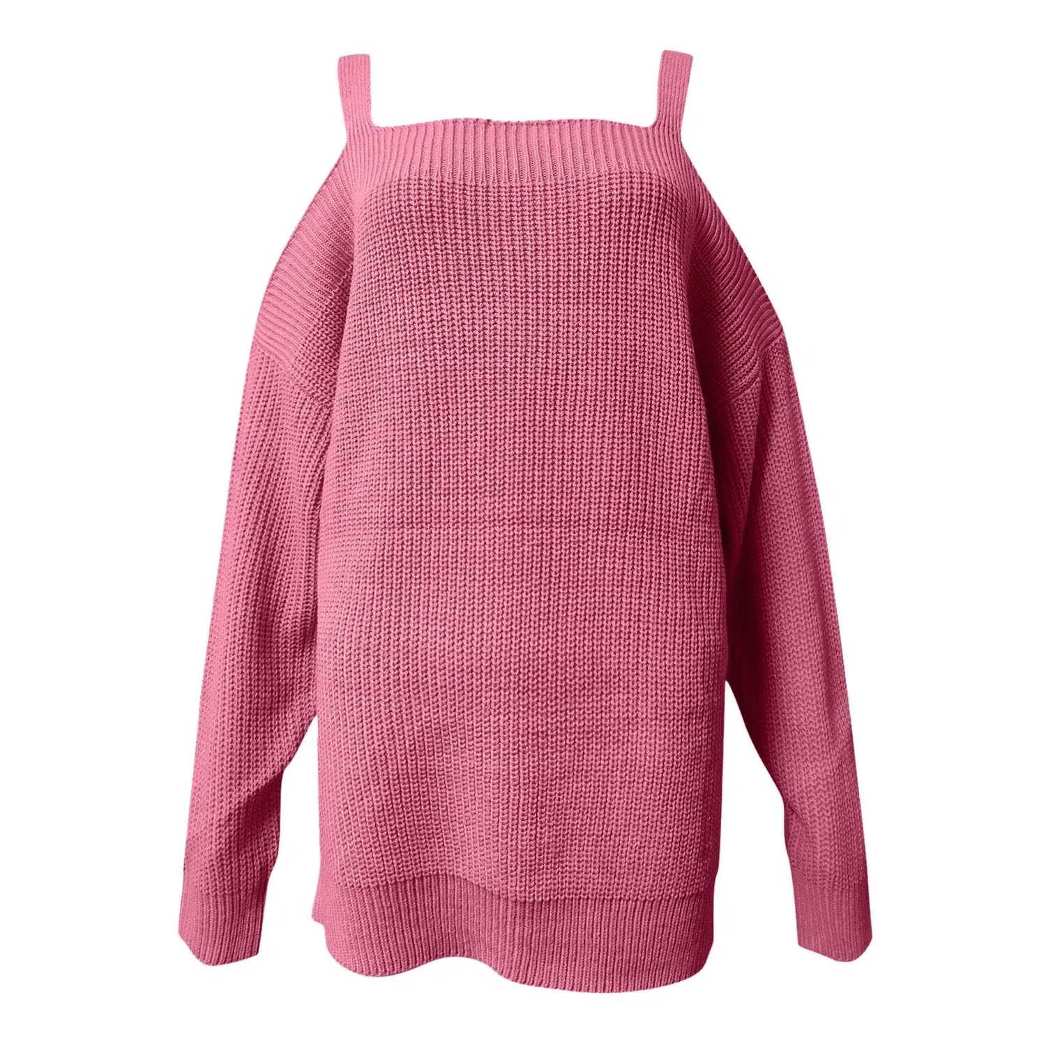 Женский свитер с открытыми плечами с длинным рукавом, Pink — фото 4