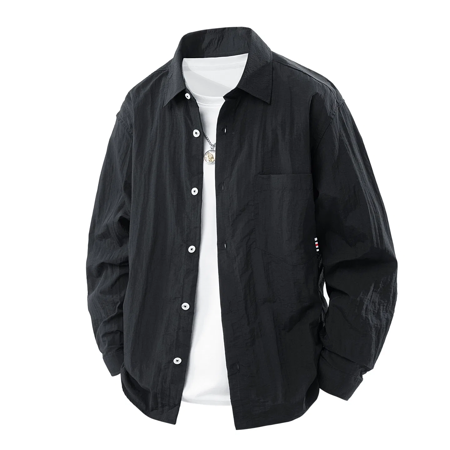Детская рубашка свободного кроя с отложным воротником Red Bean, Черный