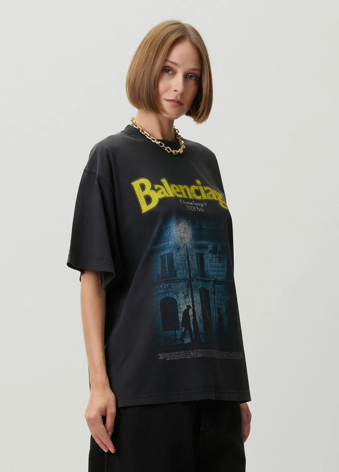 Футболка оверсайз с принтом Balenciaga, black — фото 3