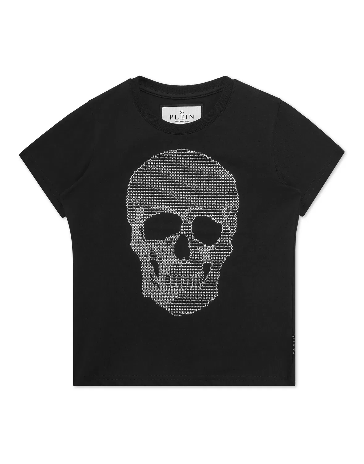 Детская футболка для мальчиков с принтом черепа со стразами Skull strass PHILIPP PLEIN, черный