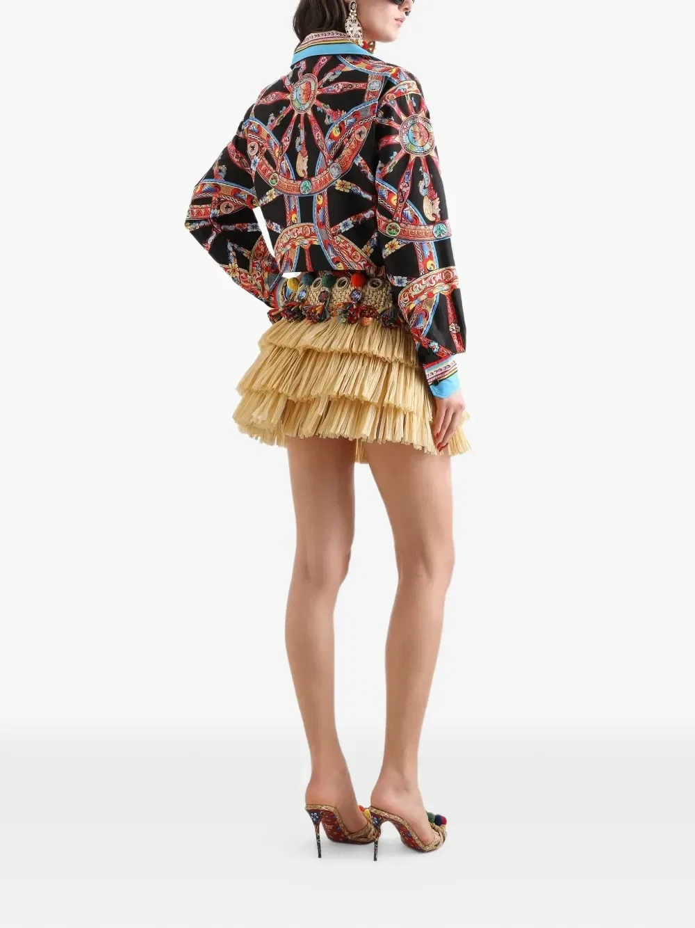 Юбка мини из рафии Dolce & Gabbana, бежевый — фото 3