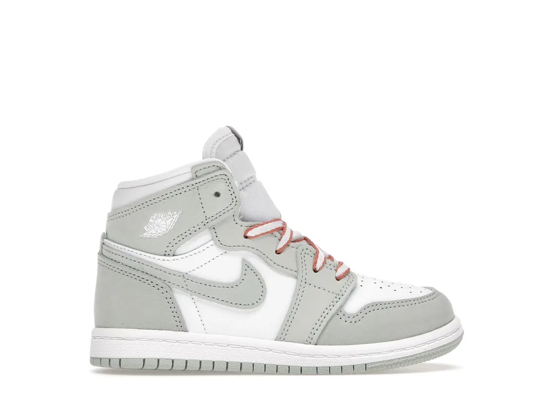 Детские кроссовки с контрастными шнурками Jordan 1 Retro High OG, Seafoam/Healing Orange-White