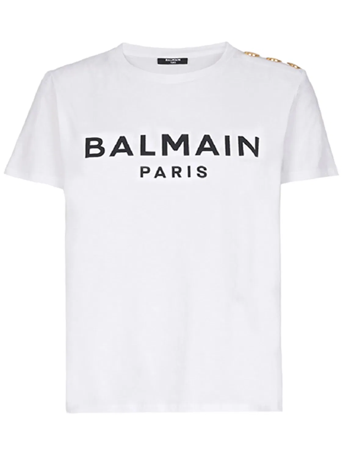 Футболка с логотипом и кнопочной застежкой Balmain, белый
