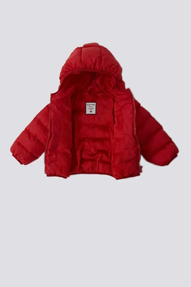 Детское пальто для девочек с капюшоном U.S. Polo Assn., Red — фото 4