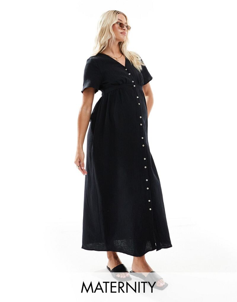 

Черное платье миди на пуговицах Vero Moda Maternity