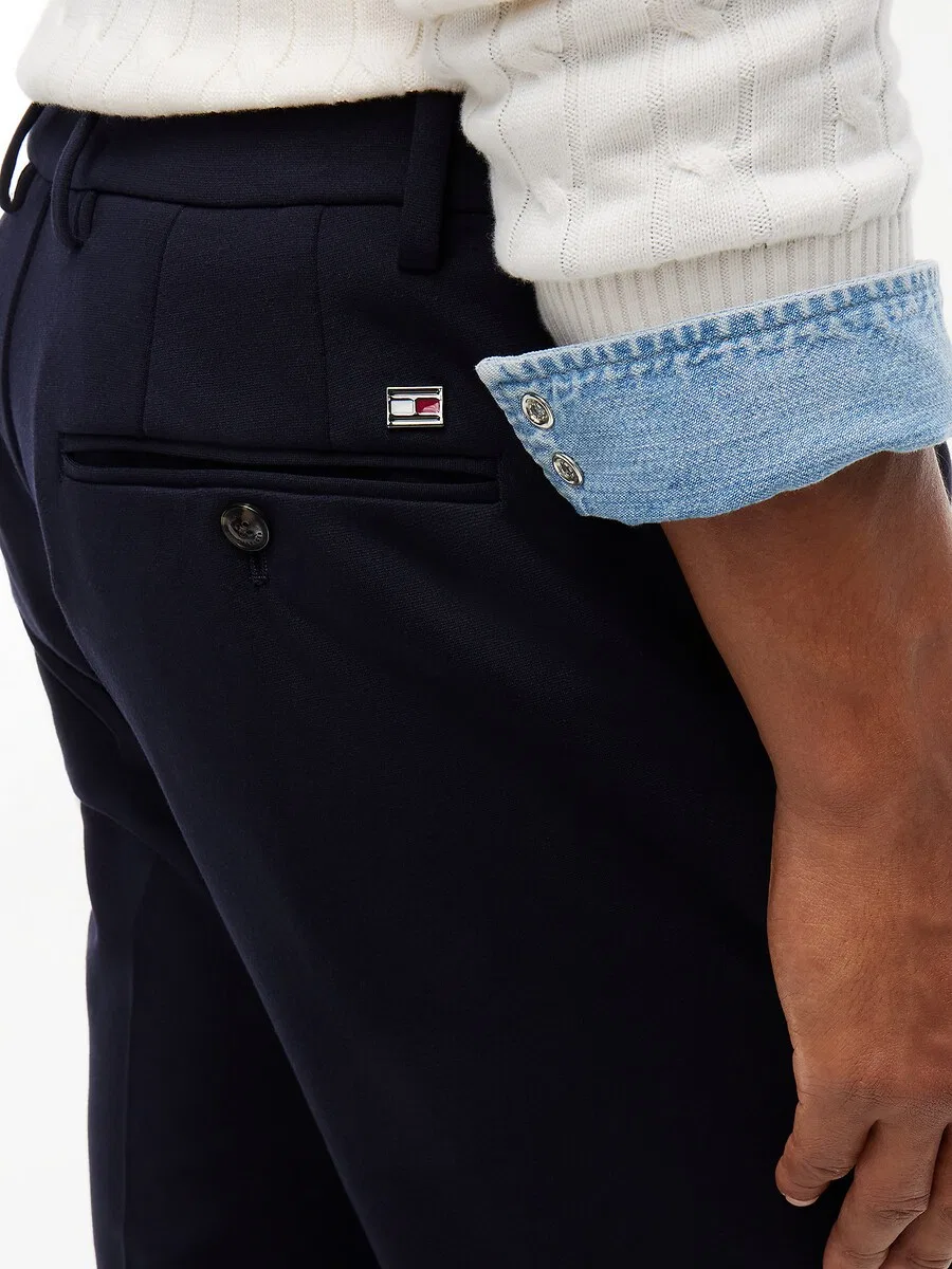 Брюки TOMMY HILFIGER Regular Pleated Pants 'New York Label' темно-синего цвета — фото 3