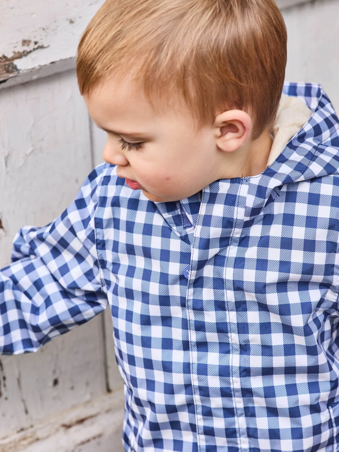 Куртка с капюшоном JoJo Maman Bébé Navy Gingham, темно-синяя — фото 2