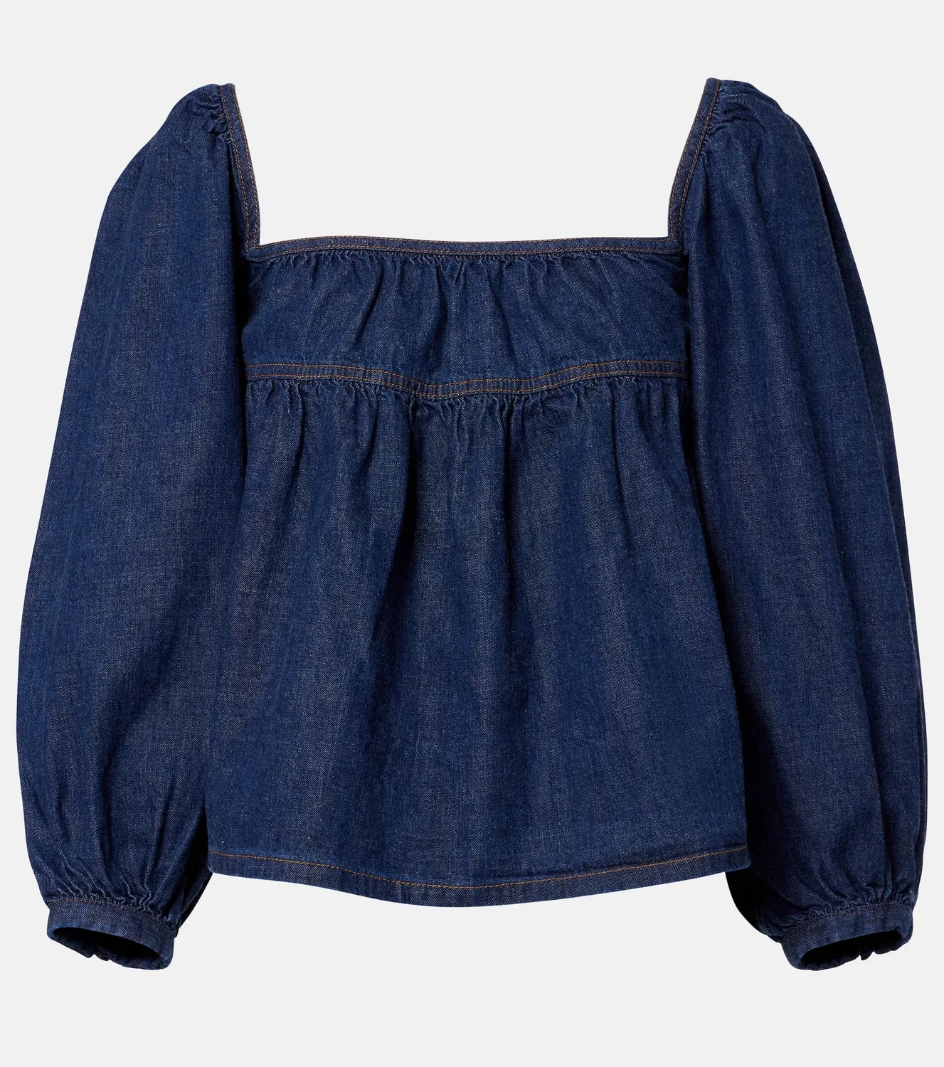 Блузка из жатого денима SAINT LAURENT, синий