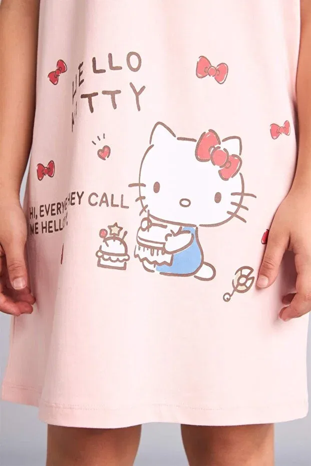 Детская ночная рубашка с коротким рукавом Hello Kitty Licensed Defacto, Pink-Pn622 — фото 4
