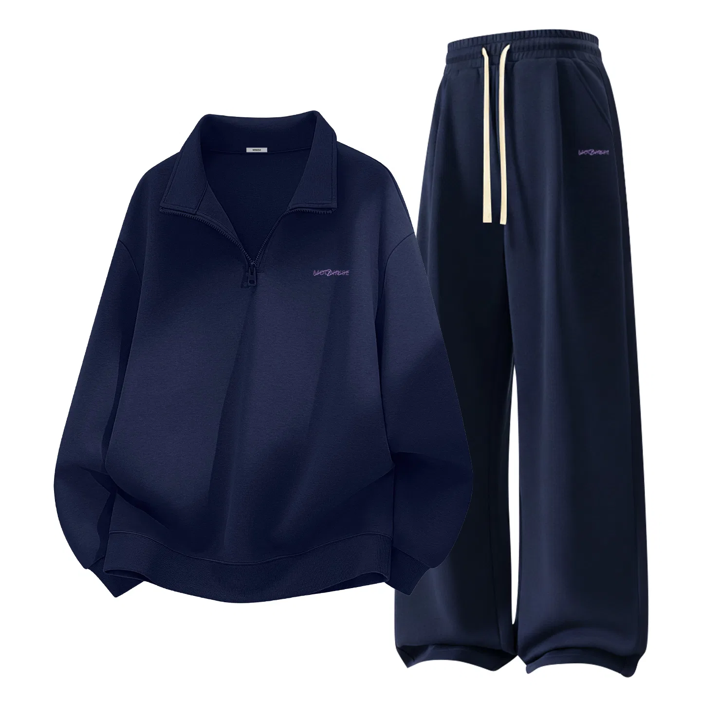 Детский комплект свитшотов с полуводолазкой MINISO, Navy Blue+Navy Blue