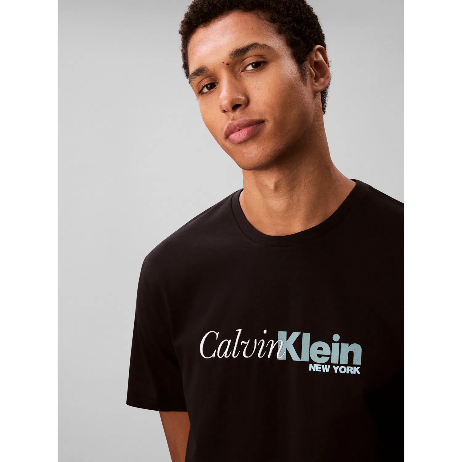 Мужская хлопковая футболка с круглым вырезом Calvin Klein, Black — фото 4
