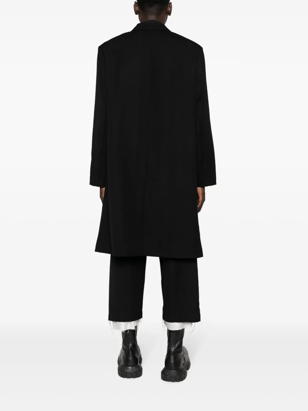 Однобортное пальто с заостренными лацканами Yohji Yamamoto, черный — фото 4