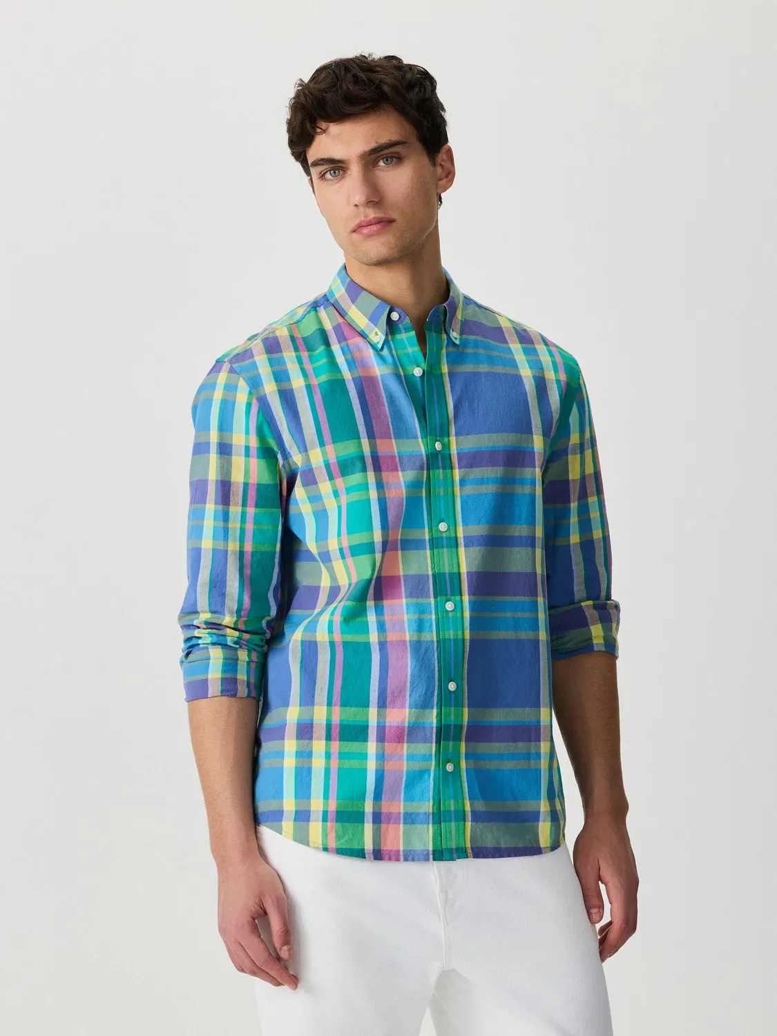 Рубашка с принтом Madras Check, Long Sleeve Next, синий