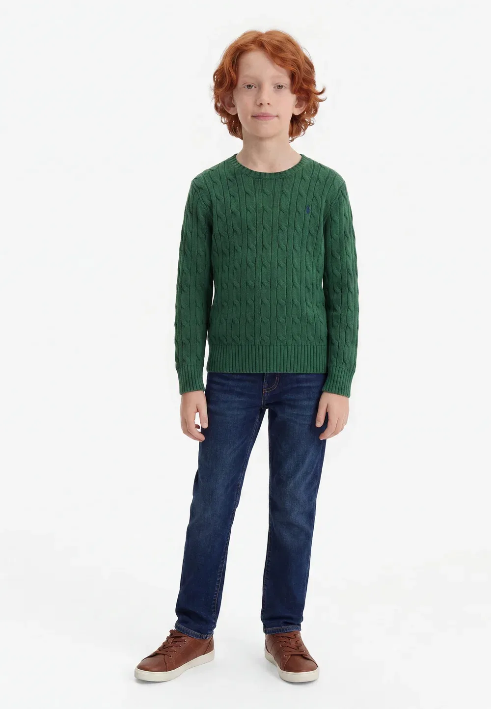 Хлопковый свитер крупной вязки, размер 7-14 лет Polo Ralph Lauren, Verano Green