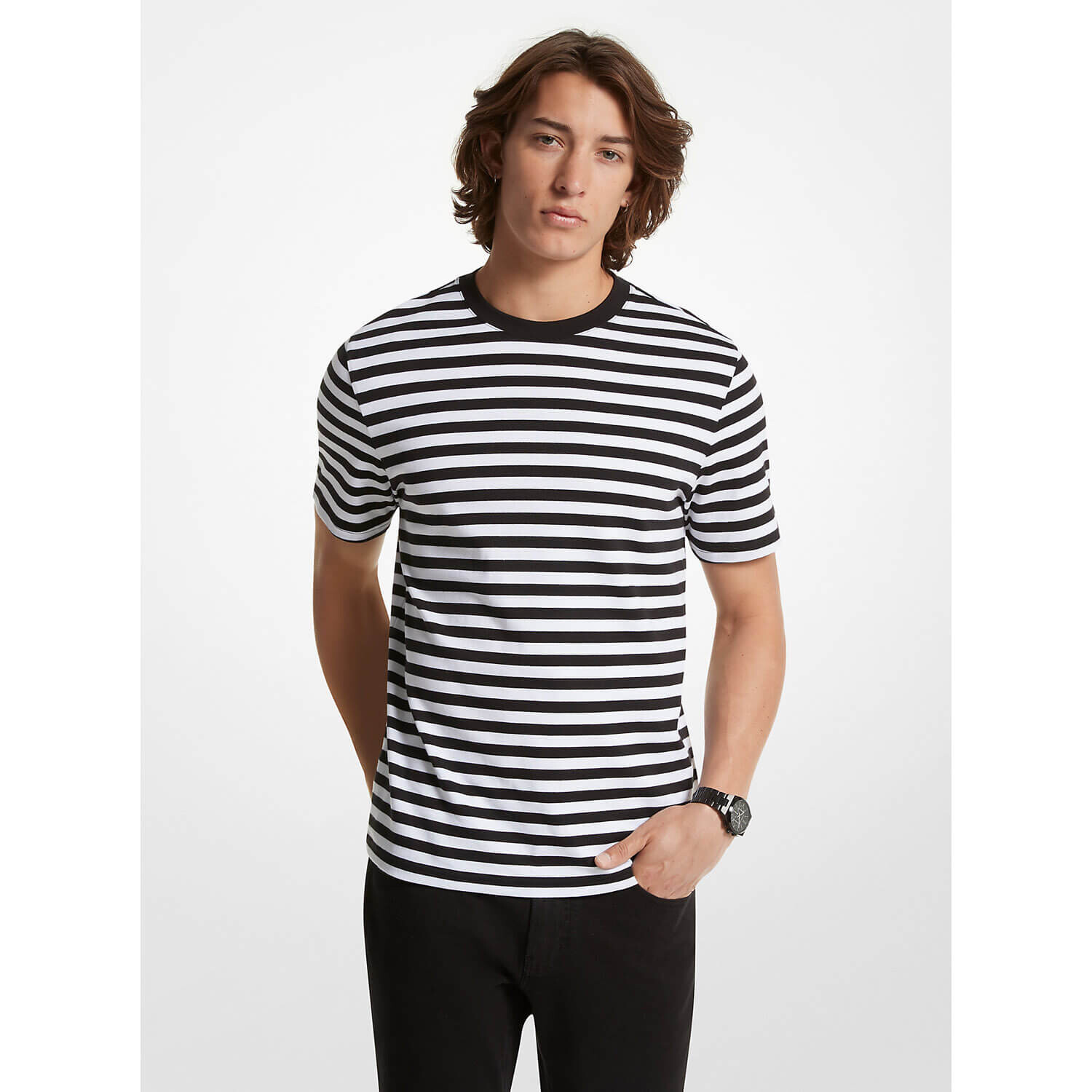 

Футболка Michael Kors Striped Pima Cotton, черный